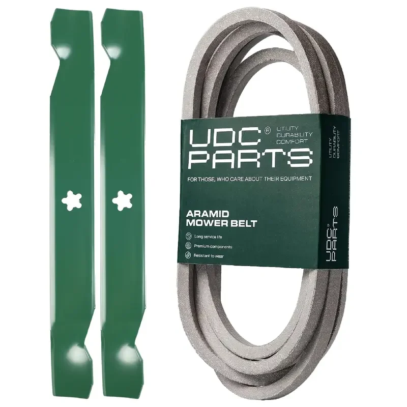 UDC Parts Mower Kit / Belt 539117245 + 2 Pack Blades 138497 / Fits Husqvarna LT1597