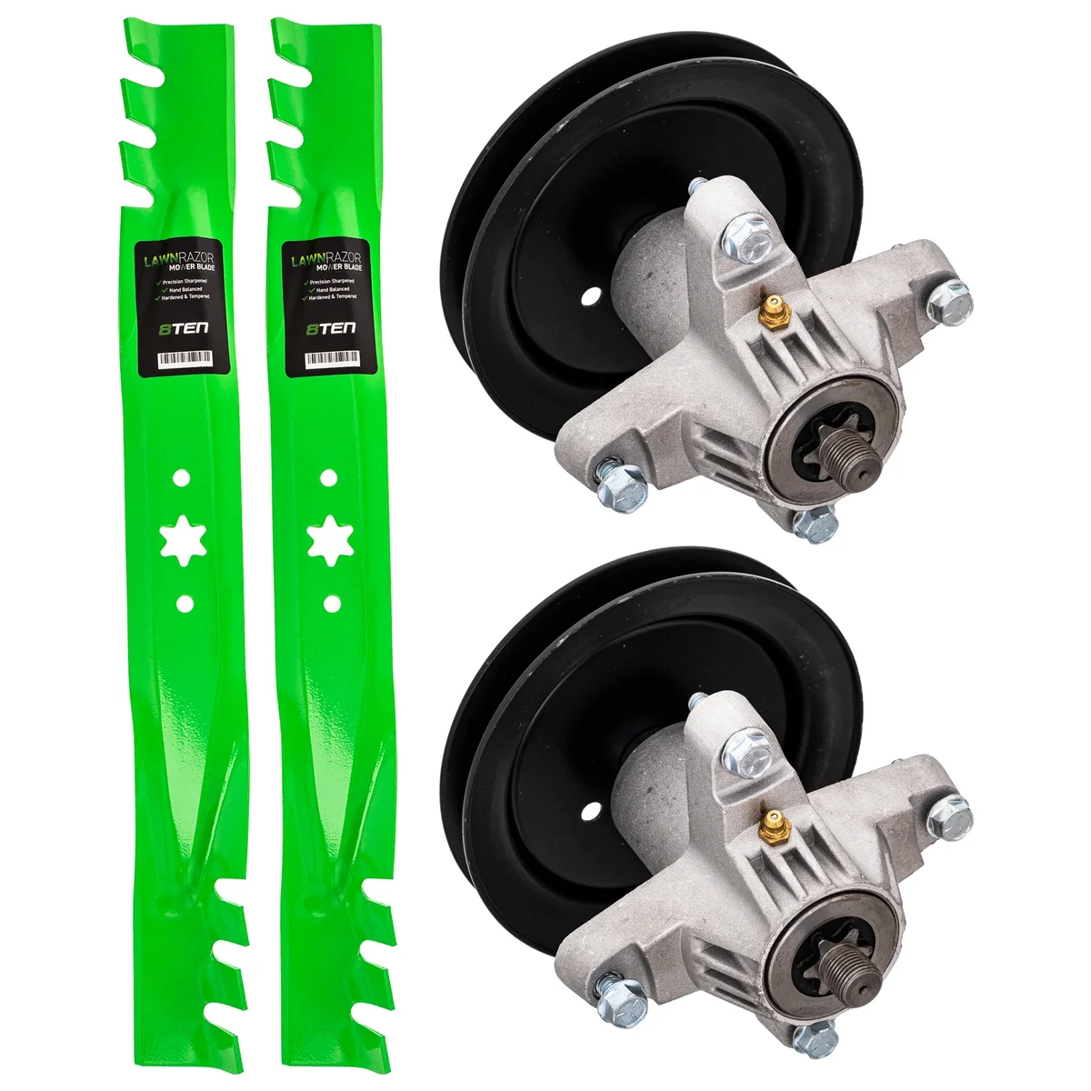 Mower Blades & Deck Spindles Kit For White Outdoor Troy-Bilt Yard-Machines MK1005565