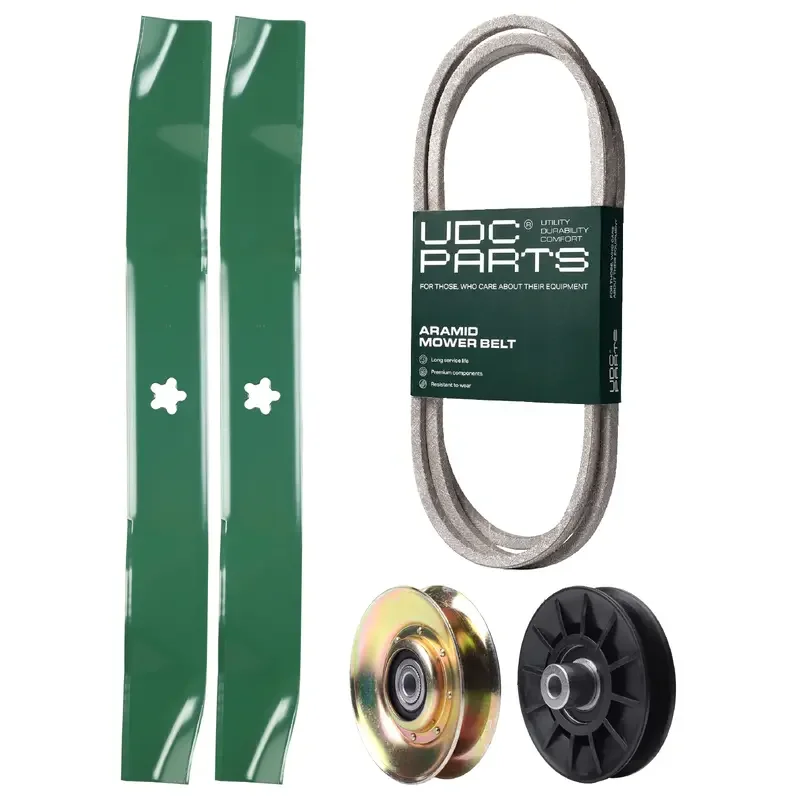 UDC Parts Mower Kit / Belt 138255 + Pulley 127783 + Pulley 532194326 + 2 Pack Blades 134149 / Fits Husqvarna LT152
