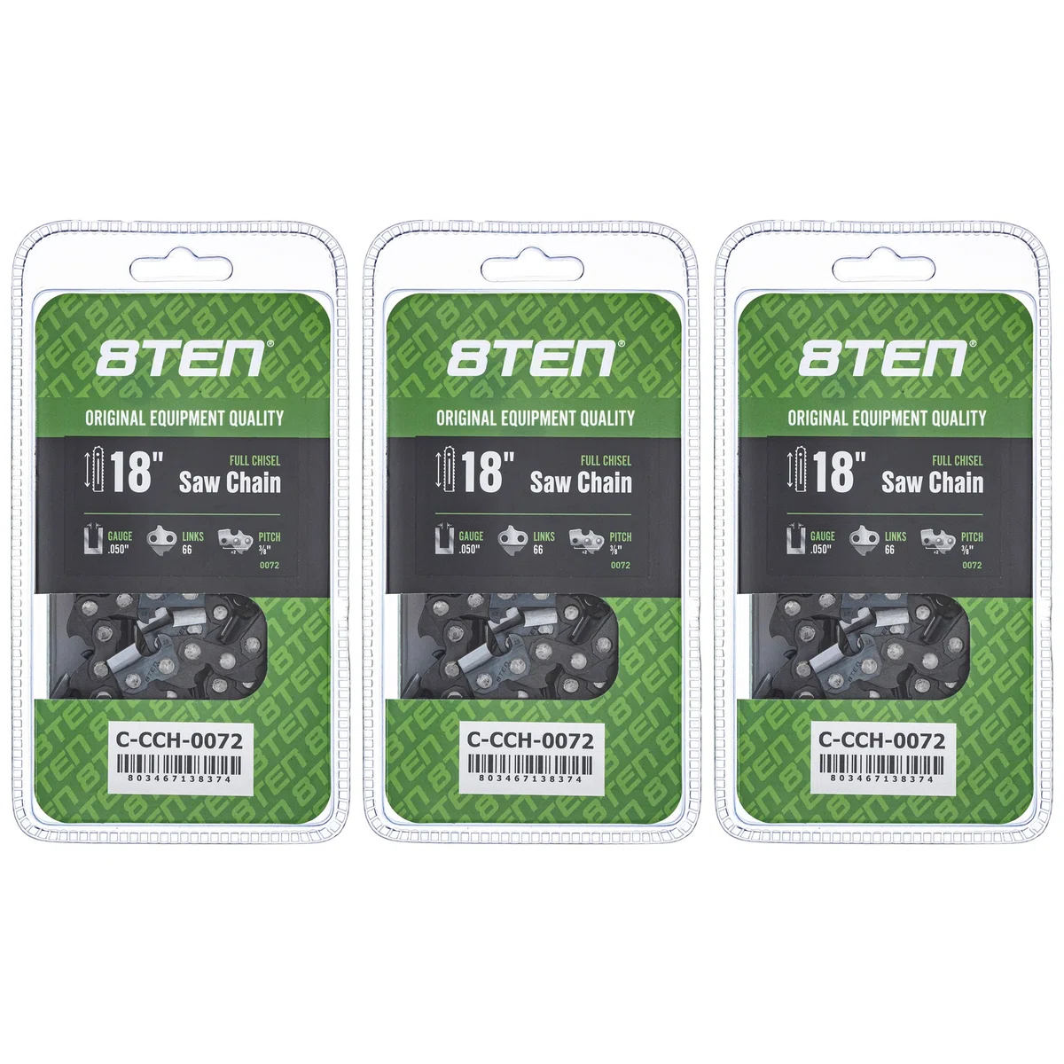 Chainsaw Chain 18 Inch .050 3/8 66DL For Stihl Homelite Echo 501846568 72EXL066G 72LPX066G 591132368 | 3-PACK