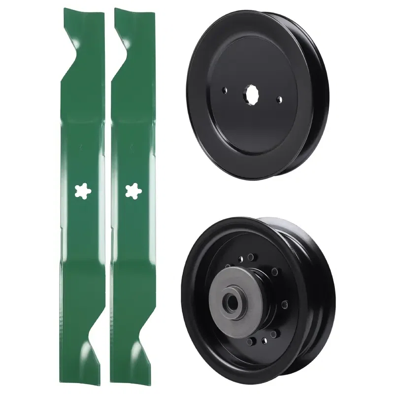 UDC Parts Mower Kit / Pulley 129861 + Pulley 532196104 + 2 Pack Blades 405380 / Fits Husqvarna LSZ4622 LSZ5422 LSZ5424
