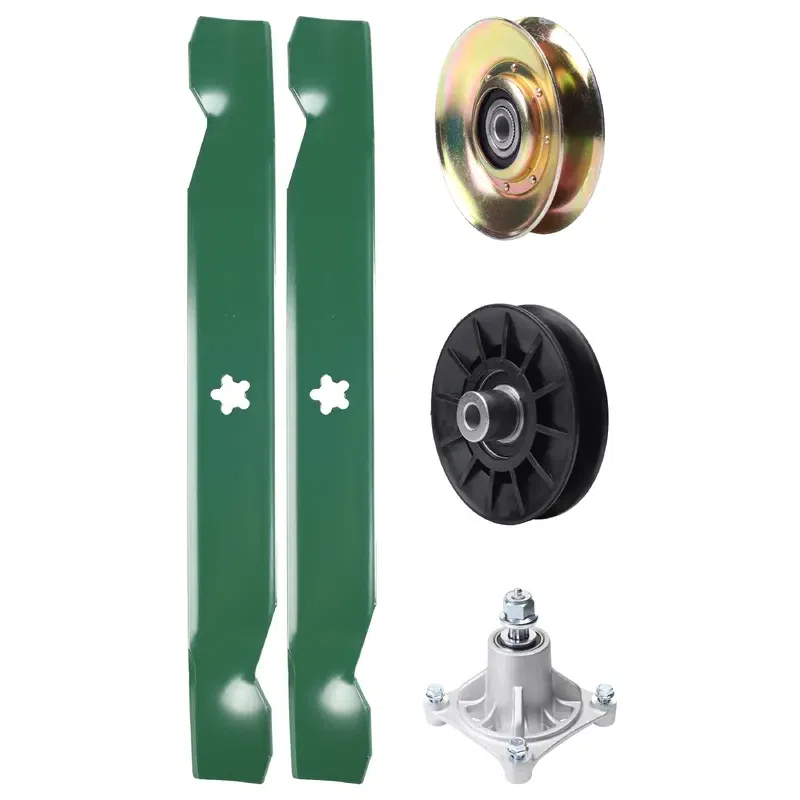 UDC Parts Mower Kit / Pulley 127783 + Pulley 532194326 + Spindle 532174356 + 2 Pack Blades 138497 / Fits Husqvarna LT1597