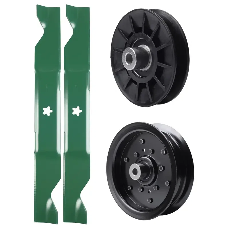 UDC Parts Mower Kit / Pulley 532194326 + Pulley 532196106 + 2 Pack Blades 405380 / Fits Husqvarna 2146XLS 2246LS 2346XLS TS146TXD TS146XD TS146XK TS146XKD TS246 TS346 YT46LS YTA1946 YTA20V46 YTA22V46