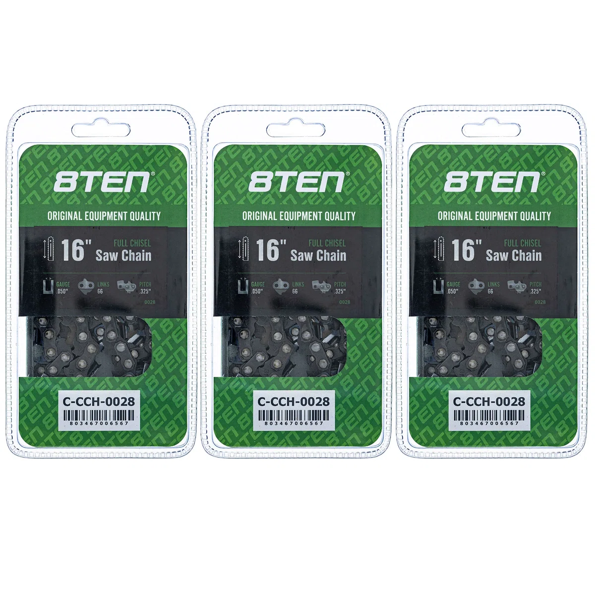 Chainsaw Chain 16 Inch .050 .325 66DL For Echo Husqvarna Makita 501840666 581643666 501840866 | 3-PACK