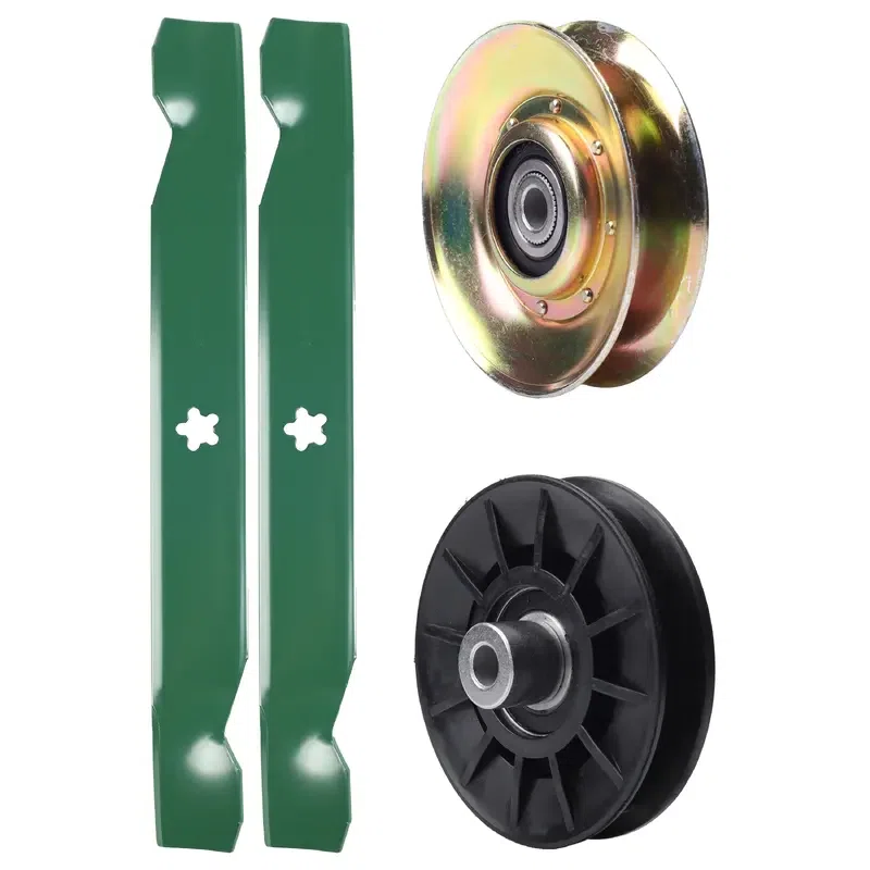 UDC Parts Mower Kit / Pulley 127783 + Pulley 532194326 + 2 Pack Blades 138497 / Fits Husqvarna LT151 LT152 LT1597 LTH151 LTH1797