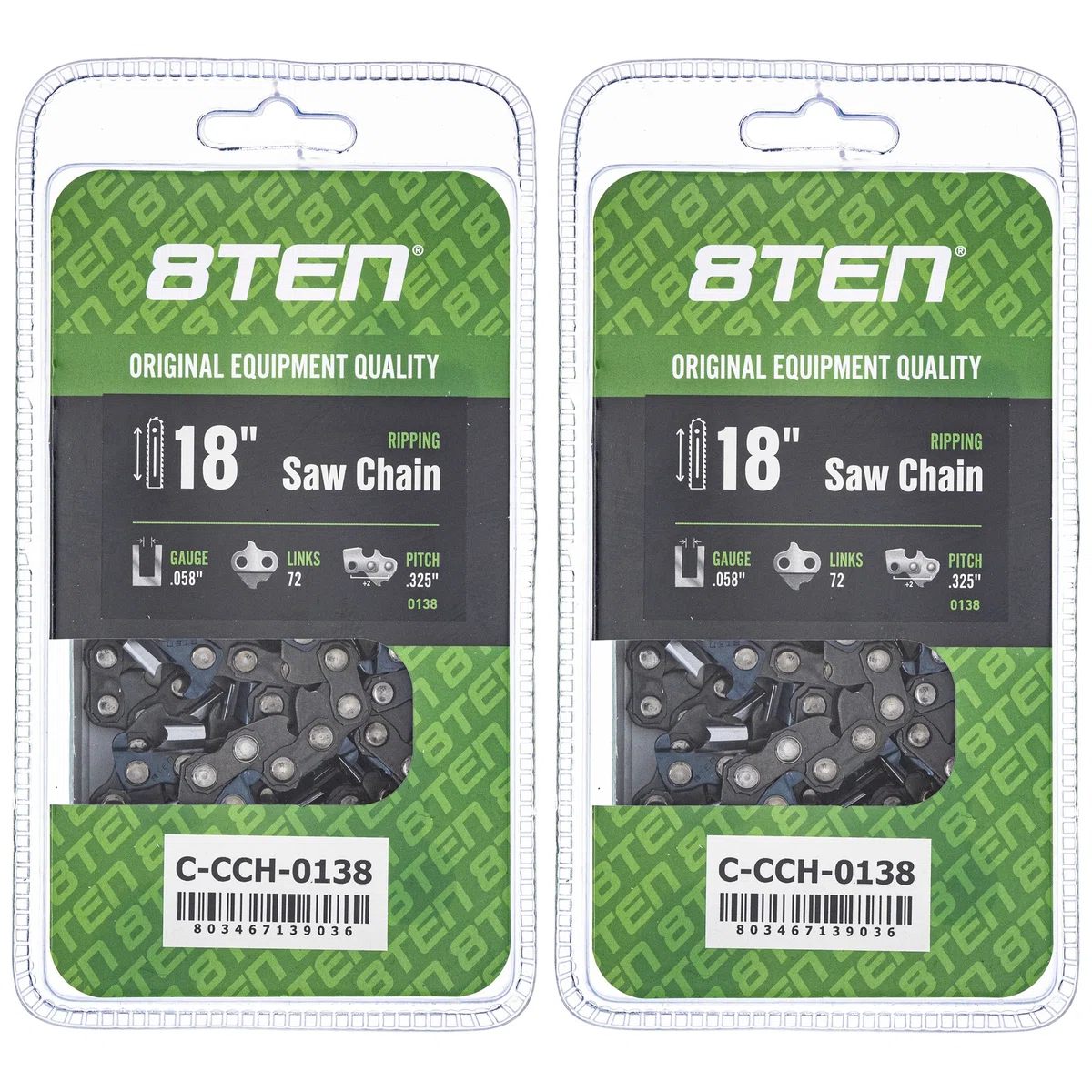 Chainsaw Chain 18 Inch .058 .325 72DL For Solo Makita Homelite 21LPX072G 25RS372E 501840472 | 2-PACK