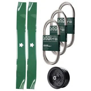 UDC Parts Mower Kit / Belt 130969 + Belt 138255 + Belt 140218 + Pulley 532196106 + 2 Pack Blades 134149 / Fits Jonsered LT2217A