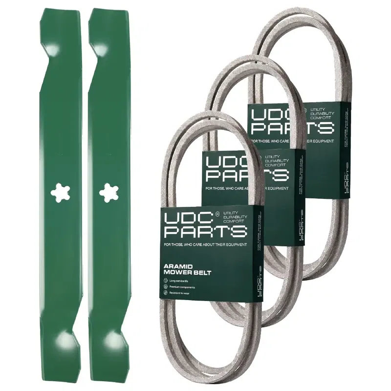 UDC Parts Mower Kit / Belt 130969 + Belt 194346 + Belt 140218 + 2 Pack Blades 138497 / Fits Jonsered LT2216A2