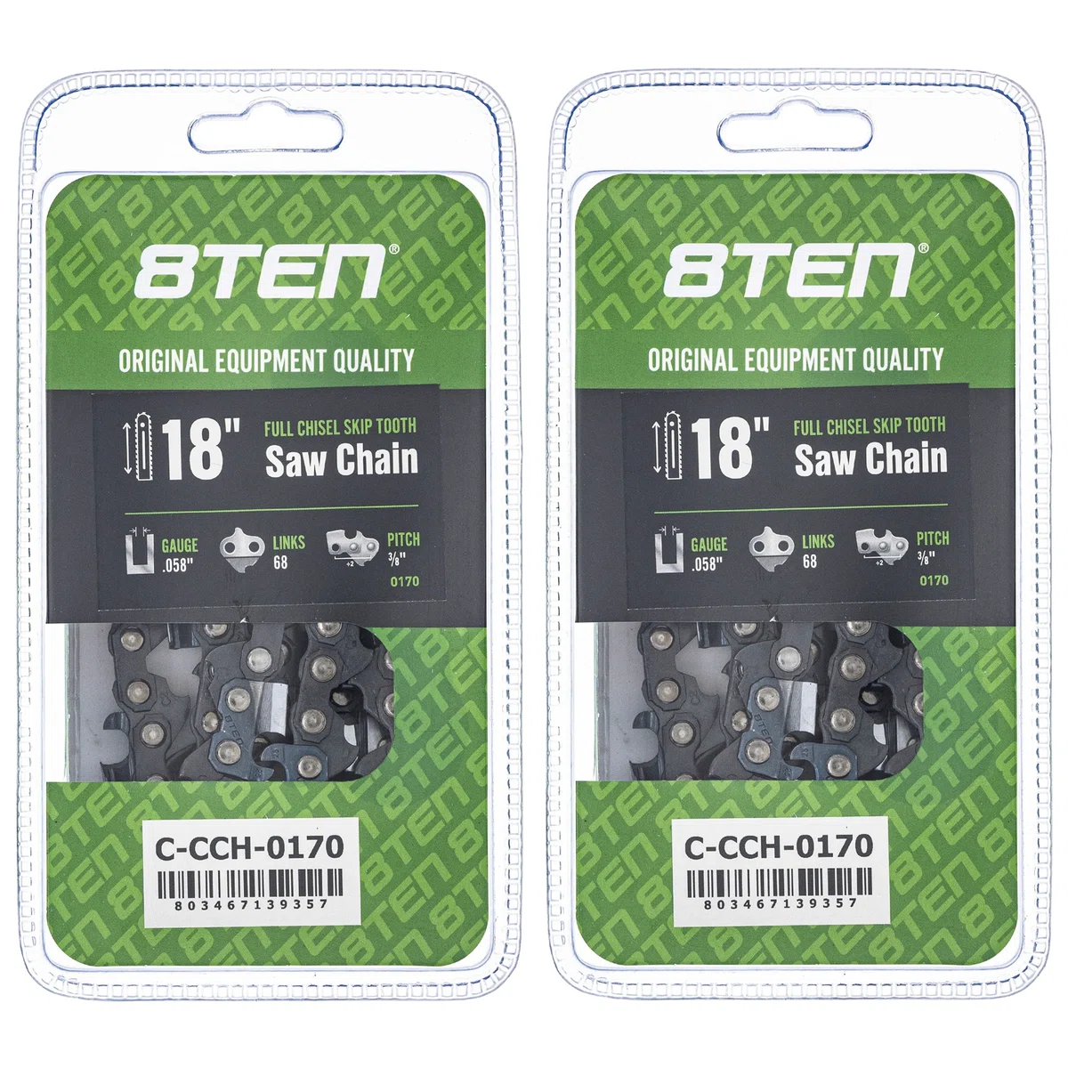 Chainsaw Chain 18 Inch .058 3/8 68DL For Partner Homelite 73EXL068G 73LGX068G 591143468 581626968 | 2-PACK