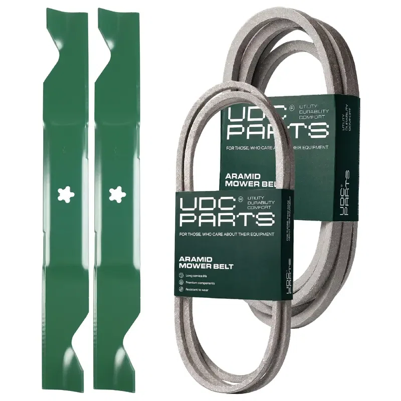 UDC Parts Mower Kit / Belt 197242 + Belt 405143 + 2 Pack Blades 405380 / Fits Jonsered LT2223A2 LT2320A2