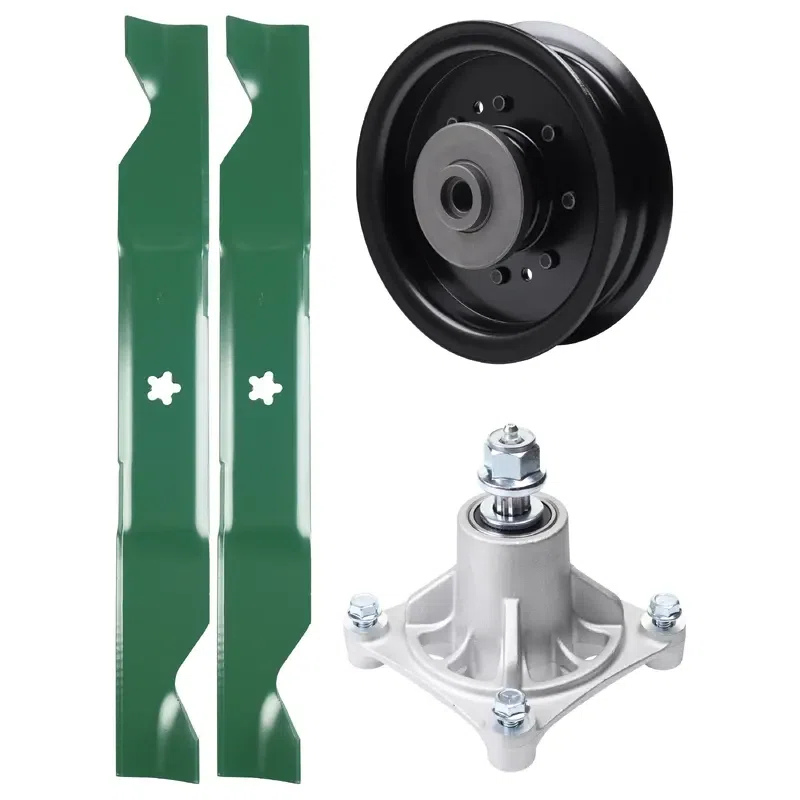 UDC Parts Mower Kit / Pulley 532196104 + Spindle 532174356 + 2 Pack Blades 405380 / Fits Husqvarna LSZ4622 LSZ5422 LSZ5424 LT1597 RZ4621 RZ4621BF RZ4622 RZ4622TBF RZ4623 RZ46i Z146 Z246 Z246i
