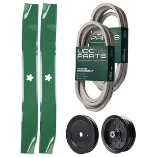 UDC Parts Mower Kit / Belt 539114557 + Belt 539117245 + Pulley 129861 + Pulley 532196106 + 2 Pack Blades 134149 / Fits Husqvarna RZ4219 RZ4619 RZ4620 RZ5422 RZ5424