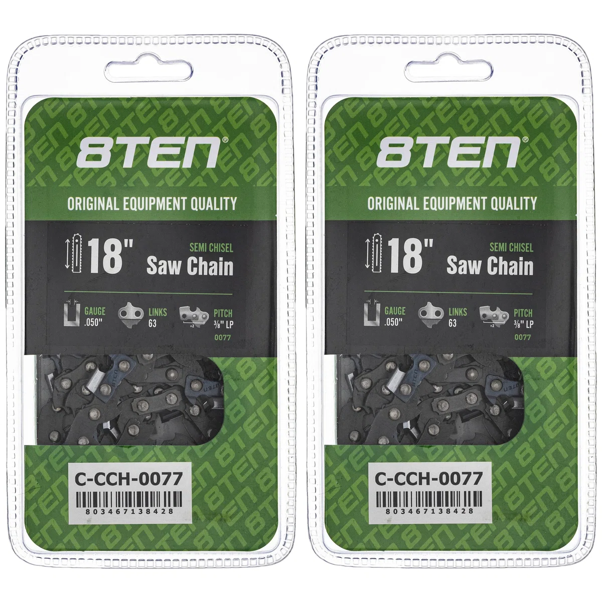 Chainsaw Chain 18 Inch .050 3/8 LP 63DL For Worx Greenworks Stihl S63 H3763 63PM363E | 2-PACK