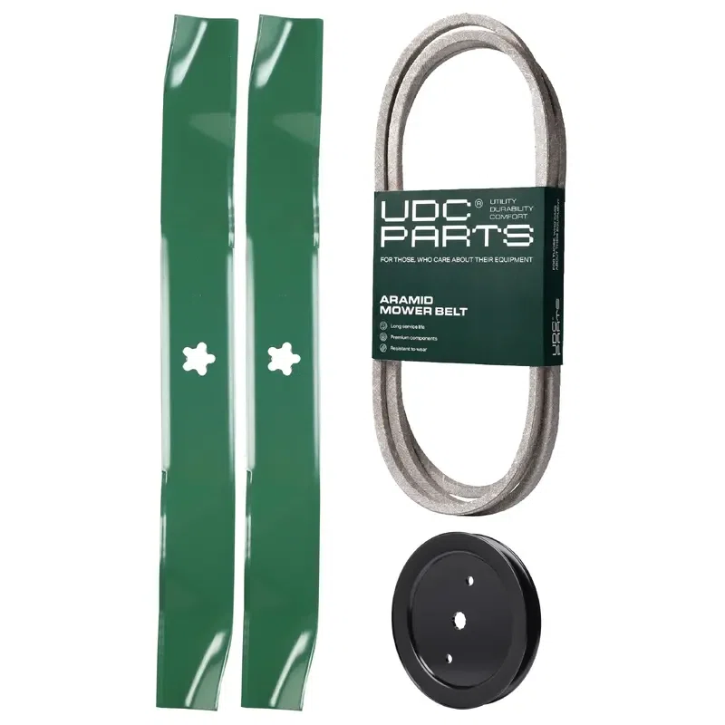 UDC Parts Mower Kit / Belt 130969 + Pulley 195945 + 2 Pack Blades 134149 / Fits Ariens 42" Automatic 42" Hydro Precision 42" Hydro