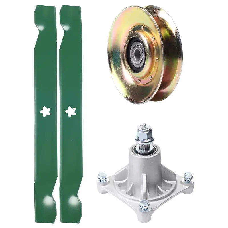 UDC Parts Mower Kit / Pulley 127783 + Spindle 532174356 + 2 Pack Blades 138971 / Fits Husqvarna LTH1542 YTH130