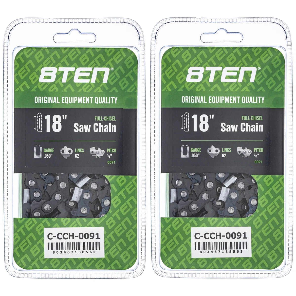 Chainsaw Chain 18 Inch .050 3/8 62DL For Echo Black and Decker 91PX062G 91PX62CQ S62 576936562 | 2-PACK
