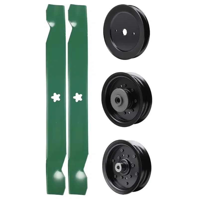 UDC Parts Mower Kit / Pulley 129861 + Pulley 532196106 + Pulley 532196104 + 2 Pack Blades 138971 / Fits Husqvarna RZ4619 RZ4620 RZ5422 RZ5424