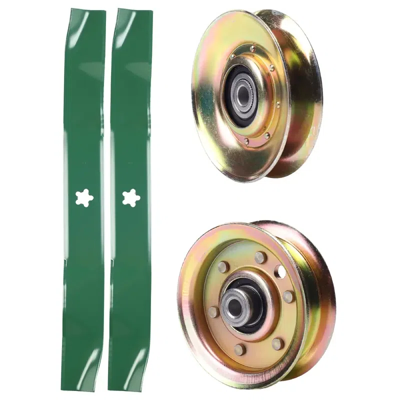 UDC Parts Mower Kit / Pulley 127783 + Pulley 173437 + 2 Pack Blades 134149 / Fits Poulan Pro BB18542LT BB185H42LT BB185H42YT BB24H42YT CN1842STA CO1842STA CO18542STA CO18542STB CO18542STC CO185H42STA