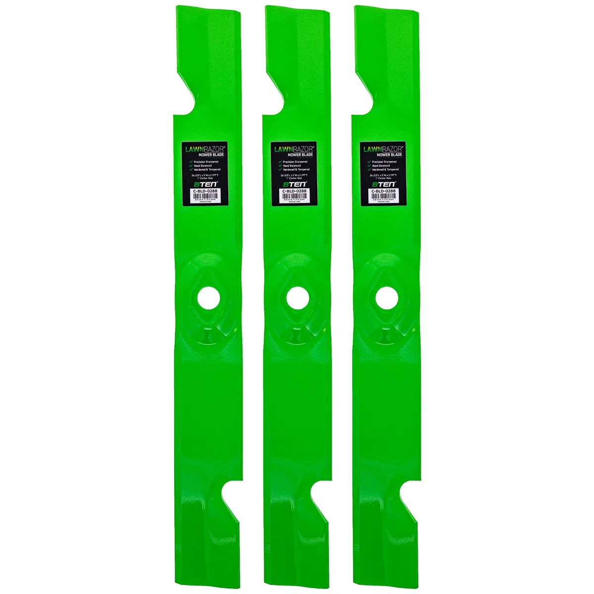 LawnRAZOR Notched High Lift Blade For Exmark 103-9624 109-6465-S 109-6465 103-9626-S 103-9626 | 3-PACK