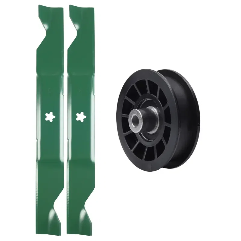 UDC Parts Mower Kit / Pulley 532194327 + 2 Pack Blades 405380 / Fits RedMax YT1846 YT2246