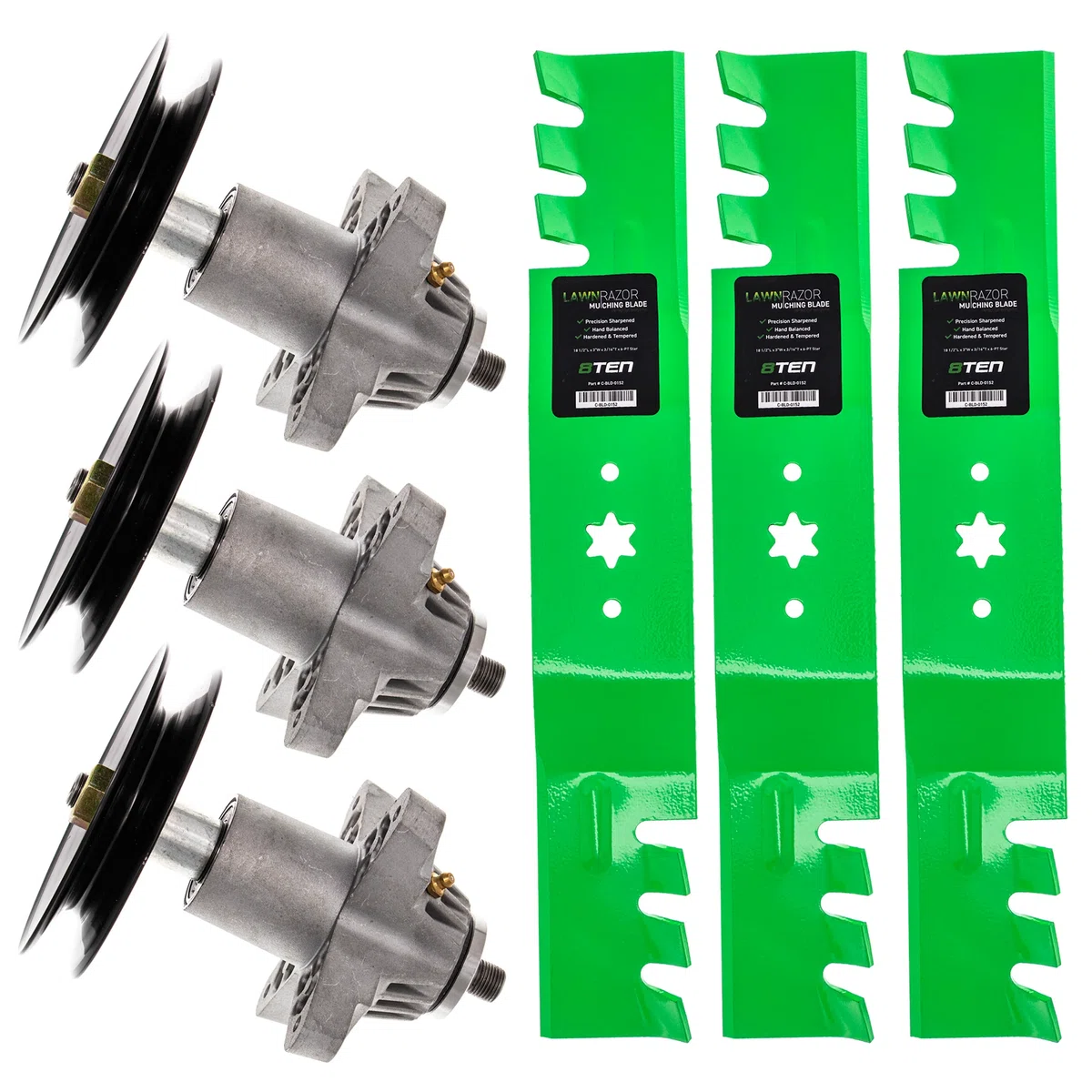 Deck Spindles & Mulching Blades Kit For Columbia Troy-Bilt Cub Cadet MK1002272