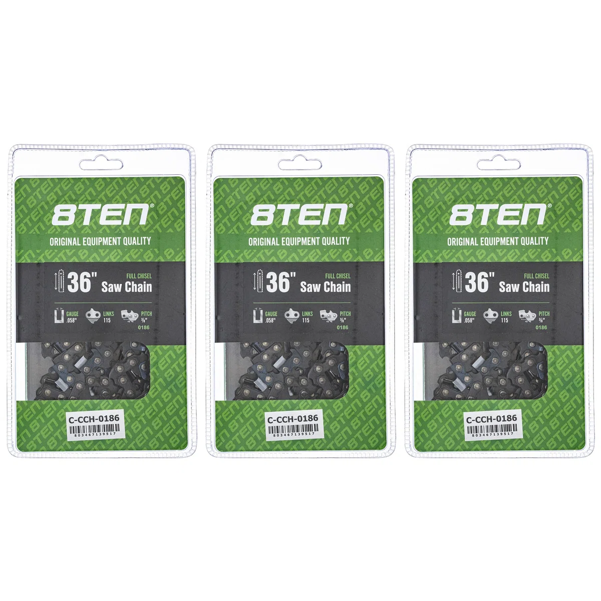 Chainsaw Chain 36 Inch .058 3/8 115DL For Husqvarna 501842815 73EXL115G 581626915 73EXJ115G | 3-PACK