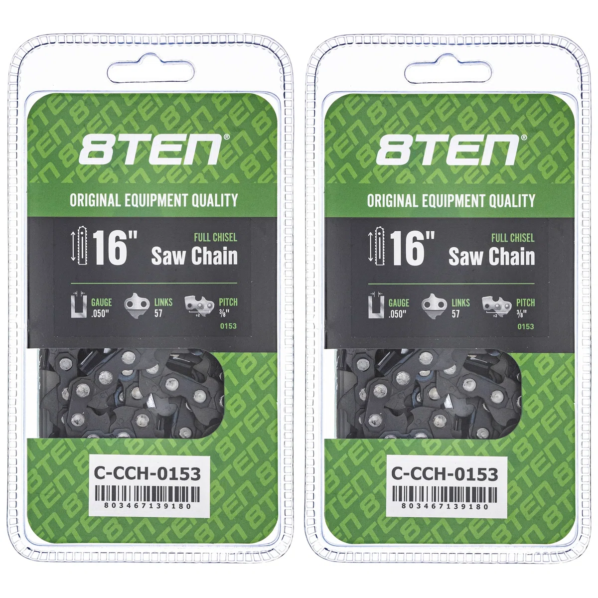 Chainsaw Chain 16 Inch .050 3/8 57DL For Echo Skil Yardworks 91PX57CQ 91PXL057G 91PXL57CQ H3757 | 2-PACK