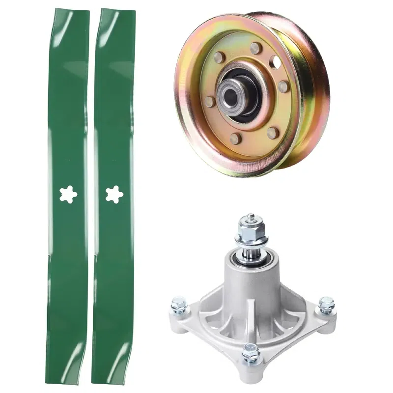 UDC Parts Mower Kit / Pulley 173437 + Spindle 532174356 + 2 Pack Blades 134149 / Fits Husqvarna LTH1542 YTH130