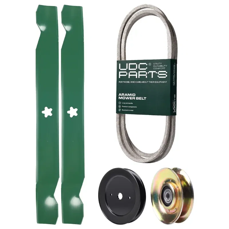 UDC Parts Mower Kit / Belt 138255 + Pulley 127783 + Pulley 129861 + 2 Pack Blades 138971 / Fits Agway AG17542STA AG17542STB