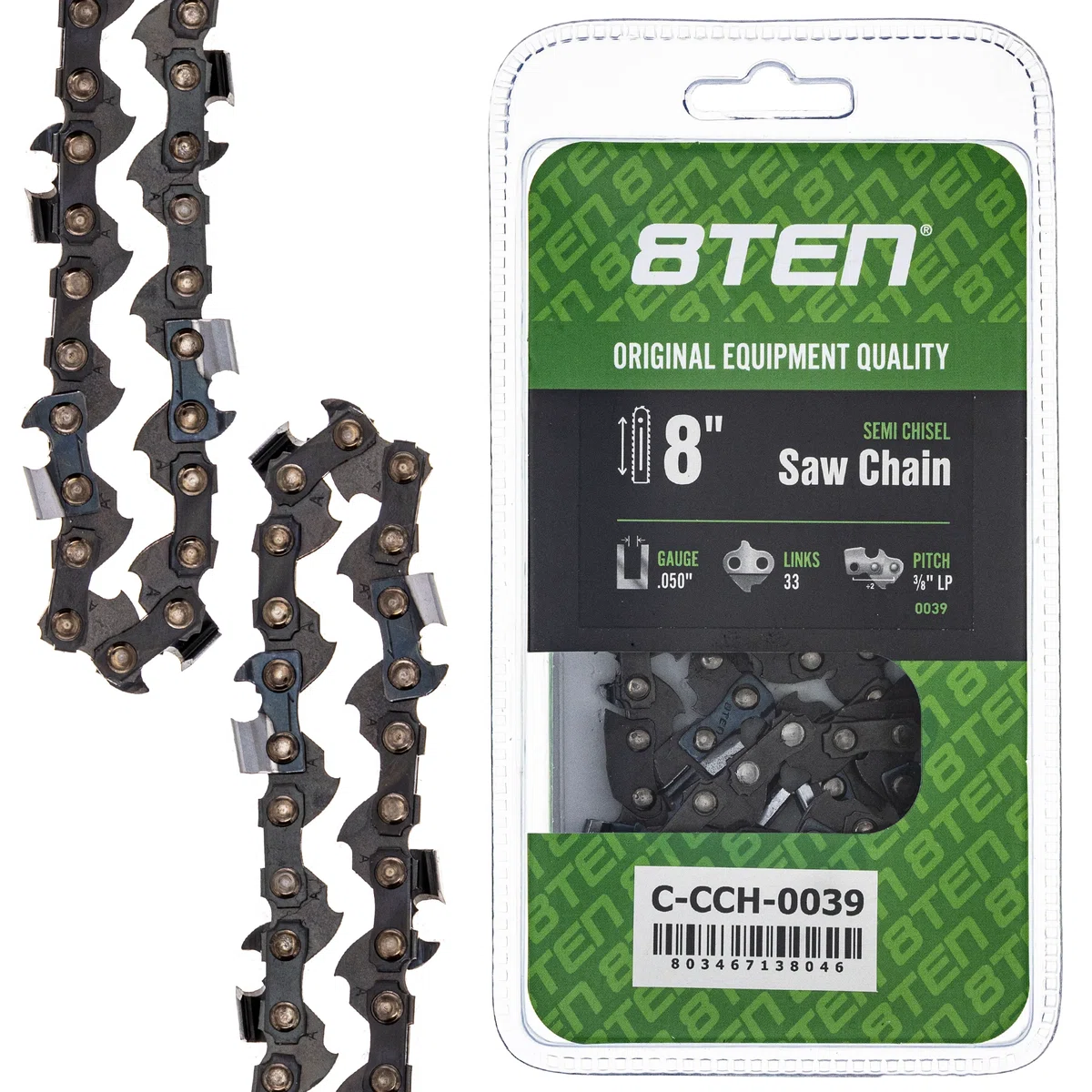 Chainsaw Chain 8 Inch .050 3/8 LP 33DL For Greenworks Earthwise Sun Joe 91PX033 S33-21 H3733