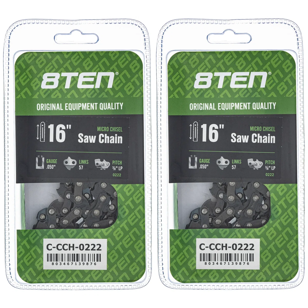 Chainsaw Chain 16 Inch .050 3/8 LP 57DL For Tanaka Echo Skil 91PX57CQ 91VXL057G 91PX057G 91PXL057G | 2-PACK