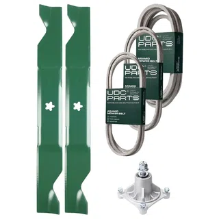UDC Parts Mower Kit / Belt 138255 + Belt 194346 + Belt 539117245 + Spindle 532174356 + 2 Pack Blades 405380 / Fits Husqvarna LT1597