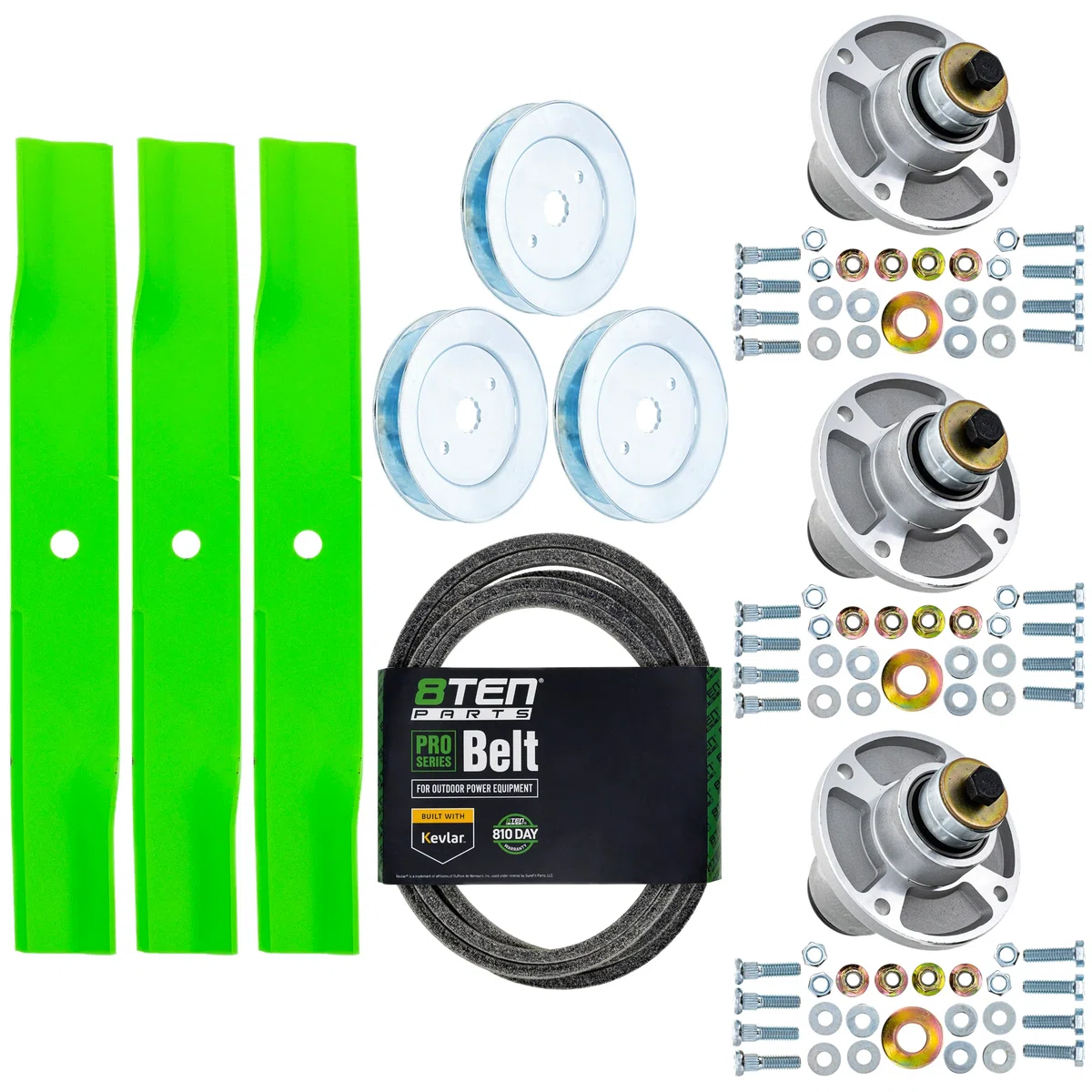 Blade Spindle Belt Kit for Hustler Raptor XL XD 54-Inch Deck 797696 607418