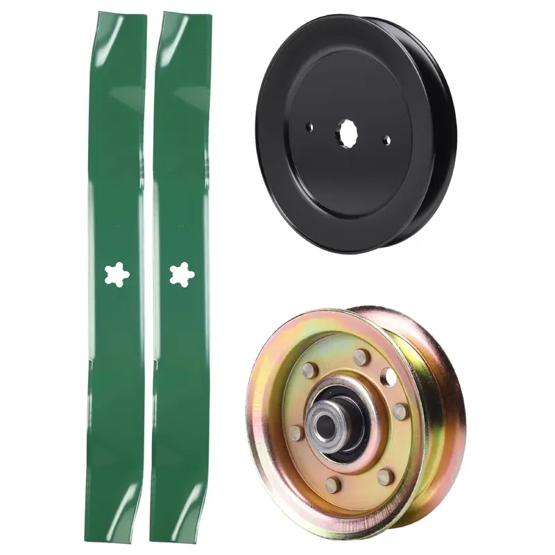 UDC Parts Mower Kit / Pulley 129861 + Pulley 173437 + 2 Pack Blades 134149 / Fits Poulan Pro BB18542LT BB185H42LT BB185H42YT BB24H42YT CN1842STA CO1842STA CO18542STA CO18542STB CO18542STC CO185H42STA