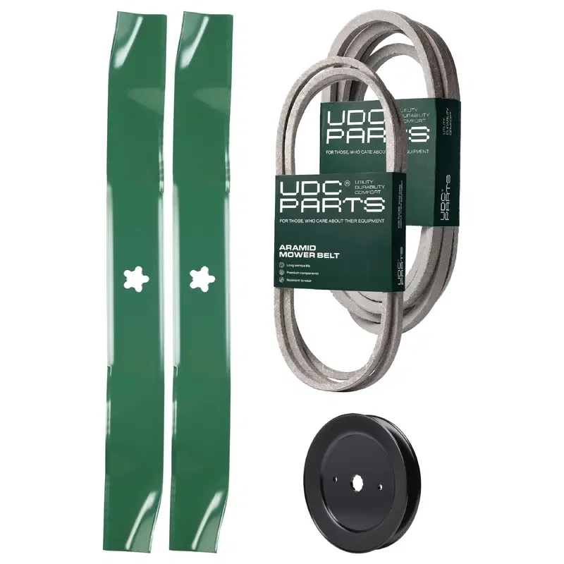 UDC Parts Mower Kit / Belt 174883 + Belt 539109243 + Pulley 129861 + 2 Pack Blades 134149 / Fits Husqvarna LTH1542