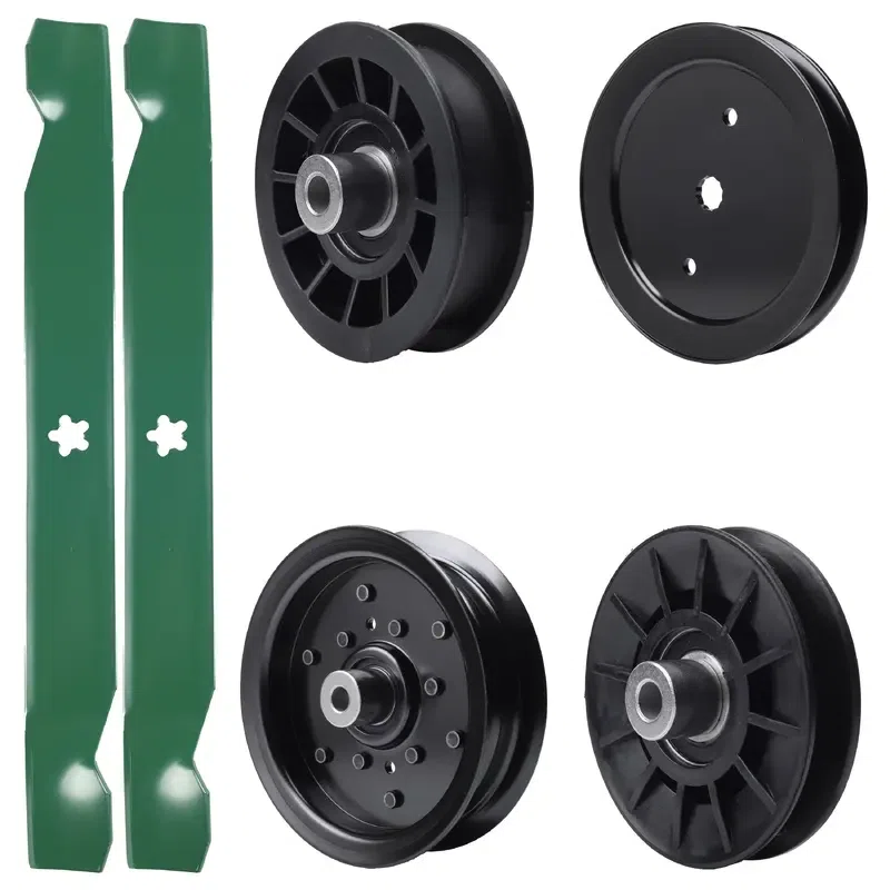 UDC Parts Mower Kit / Pulley 195945 + Pulley 532194326 + Pulley 532196106 + Pulley 532194327 + 2 Pack Blades 138971 / Fits Jonsered LT2216 LT2216A2 LT2217A LT2317A LT2317A2 YT42