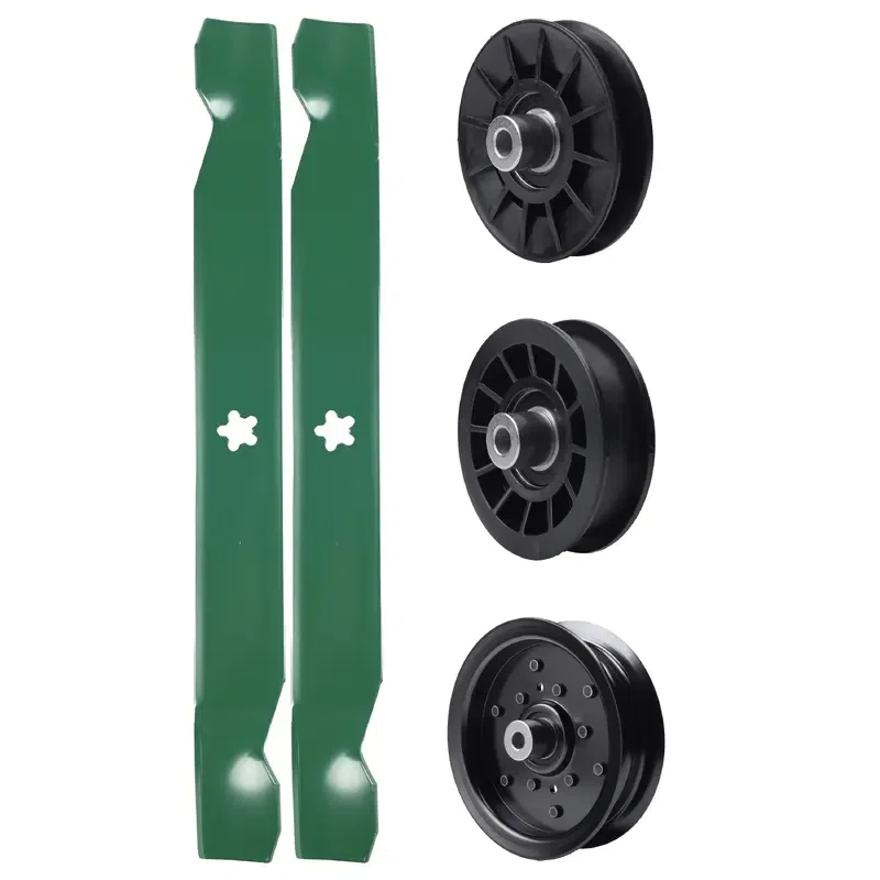 UDC Parts Mower Kit / Pulley 532194326 + Pulley 532196106 + Pulley 532194327 + 2 Pack Blades 138971 / Fits Statesman SO20H42YT