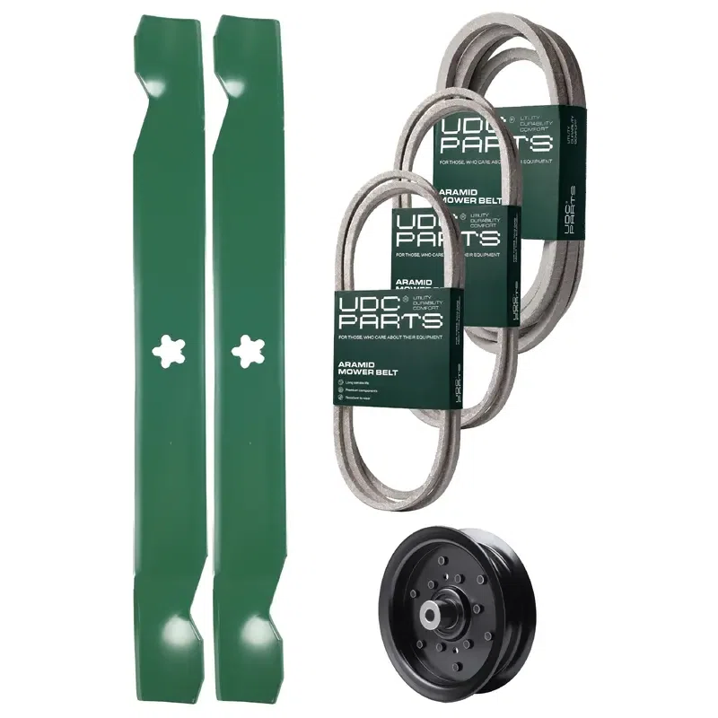 UDC Parts Mower Kit / Belt 130969 + Belt 197242 + Belt 197253 + Pulley 532196106 + 2 Pack Blades 138971 / Fits Jonsered LT2223A2
