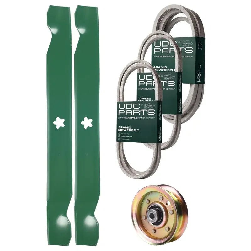 UDC Parts Mower Kit / Belt 144959 + Belt 174883 + Belt 539109243 + Pulley 173437 + 2 Pack Blades 138971 / Fits Husqvarna LTH1542
