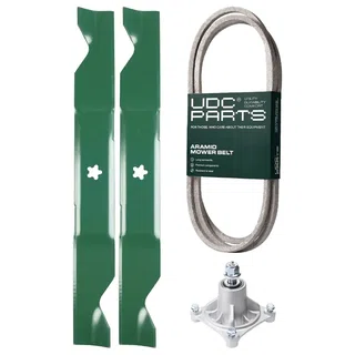 UDC Parts Mower Kit / Belt 194346 + Spindle 532174356 + 2 Pack Blades 405380 / Fits Husqvarna LT1597
