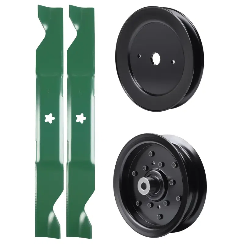 UDC Parts Mower Kit / Pulley 129861 + Pulley 532196106 + 2 Pack Blades 405380 / Fits Husqvarna LSZ4622 LSZ5422 LSZ5424 RZ4219