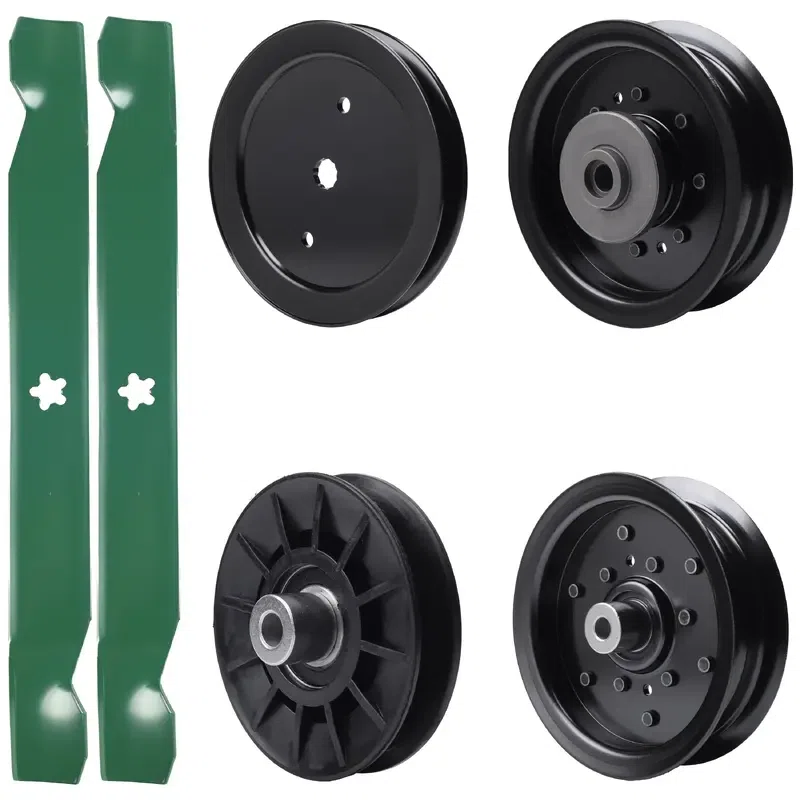 UDC Parts Mower Kit / Pulley 195945 + Pulley 532194326 + Pulley 532196104 + Pulley 532196106 + 2 Pack Blades 138971 / Fits Husqvarna YTH23V42