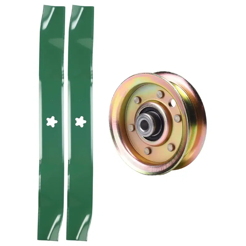 UDC Parts Mower Kit / Pulley 173437 + 2 Pack Blades 134149 / Fits Poulan 279370 PO14542LT PO17542LT PO19542LT PXT12538 PXT155G42 PXT175G42