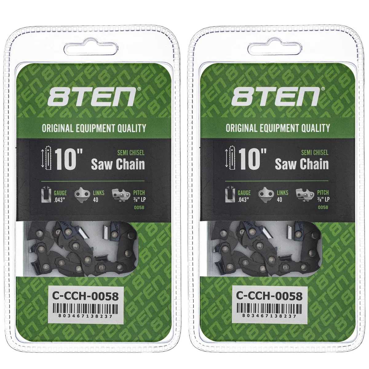Chainsaw Chain 10 Inch .043 3/8 LP 40DL For Tanaka Earthwise Husqvarna 90PX040G 61PMM340E H3840 | 2-PACK
