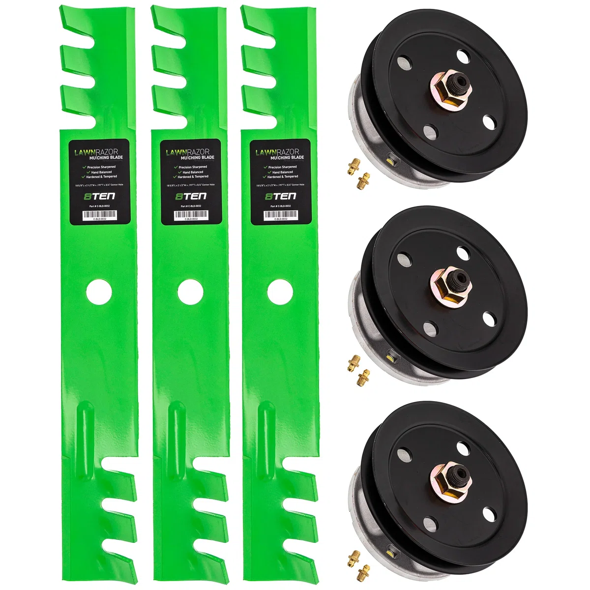 Deck Spindles & Mulching Blades Kit For John Deere Sabre Scotts MK1002202