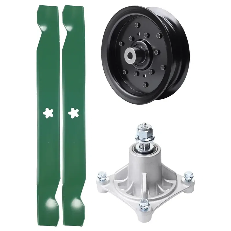 UDC Parts Mower Kit / Pulley 532196106 + Spindle 532174356 + 2 Pack Blades 138971 / Fits Husqvarna RZ4219 RZ4619 RZ4620 RZ5422 RZ5424 Z142