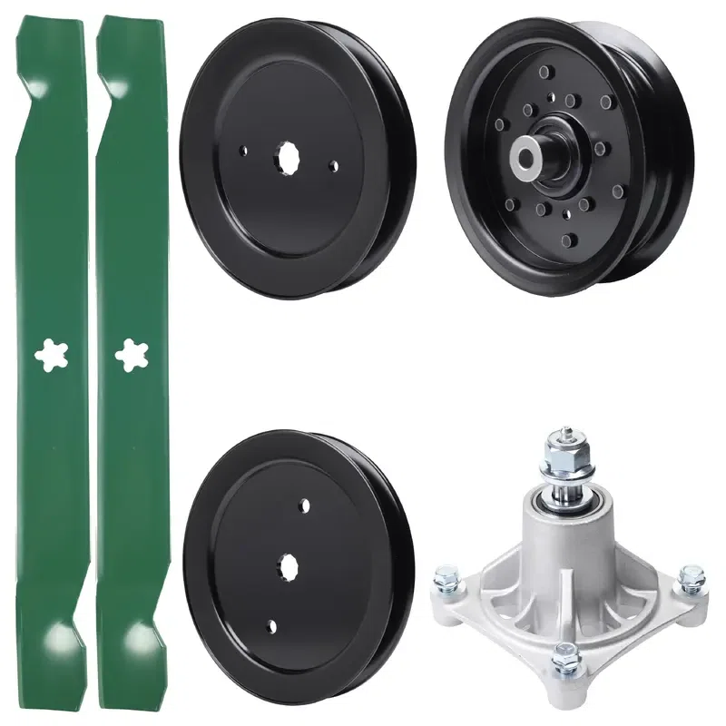 UDC Parts Mower Kit / Pulley 129861 + Pulley 195945 + Pulley 532196106 + Spindle 532174356 + 2 Pack Blades 138971 / Fits Husqvarna RZ4219