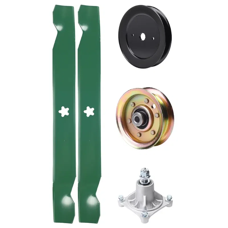 UDC Parts Mower Kit / Pulley 129861 + Pulley 173437 + Spindle 532174356 + 2 Pack Blades 138971 / Fits Husqvarna LTH1542 YTH130