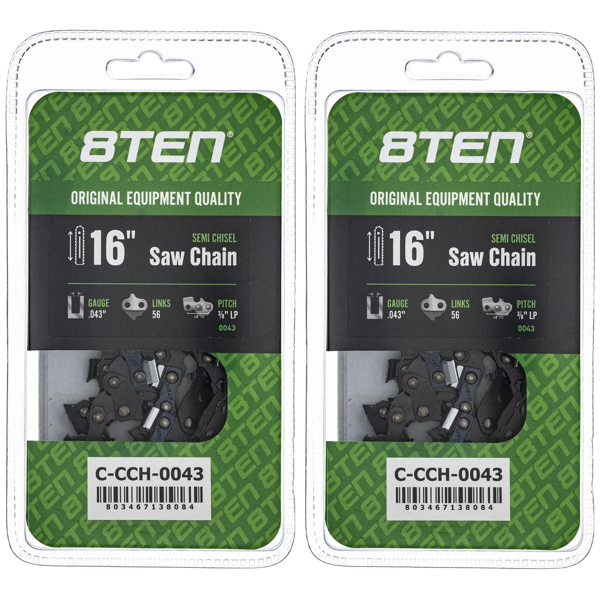 Chainsaw Chain 16 Inch .043 3/8 LP 56DL For Makita Greenworks Echo 90PX056G 90PX56CQ H3856 61PMM356E | 2-PACK