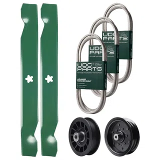 UDC Parts Mower Kit / Belt 130969 + Belt 138255 + Belt 140218 + Pulley 532196106 + Pulley 532194327 + 2 Pack Blades 138497 / Fits Jonsered LT2217A
